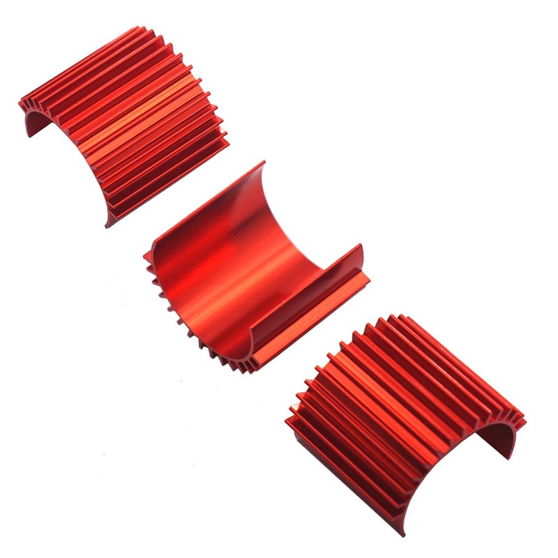 Vgoohobby 3Pack Vgoohobby Aluminum 370 380 Brushless Brushed Electric Motor Heat Sink Heatsink Cooling Compatible with 1/16 1/18 HSP HPI Wltoys Himoto Redcat Traxxas 1/16 RC Car Boat Truck (Red) - Image 3